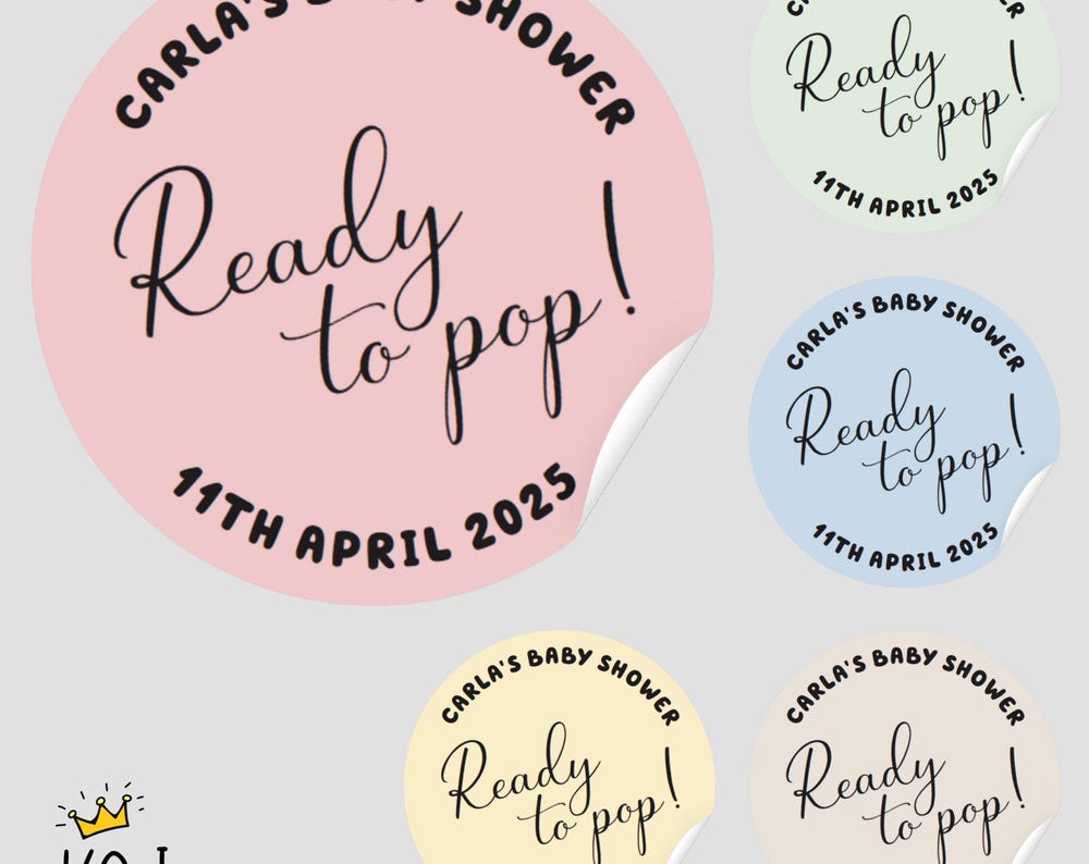 Personalised Ready to Pop Baby Shower Stickers